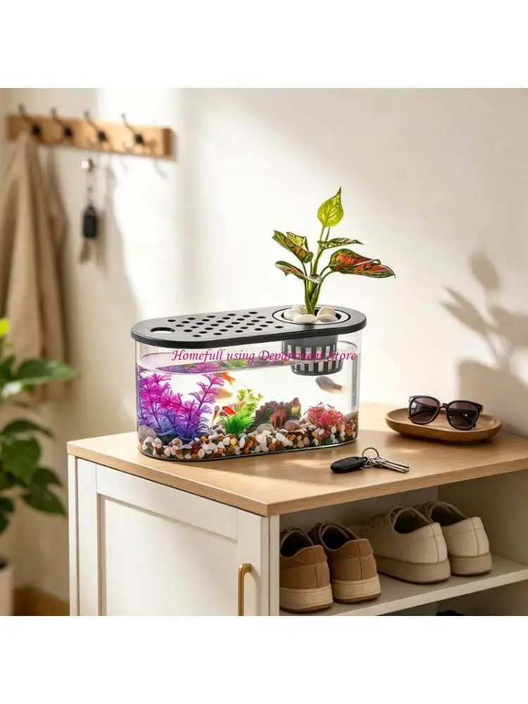  Clear Aquarium Shelf Water Arrangement with Grow Basket for Home Use Daily