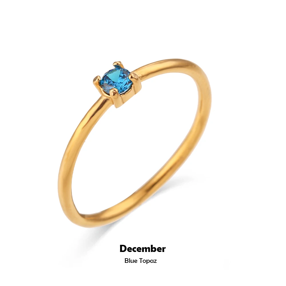 E.B.belle 12 Maanden Constellation CZ Geboortesteen Ringen Voor Vrouw Vergulde Rvs Zodiac Verjaardagscadeau Ring Sieraden