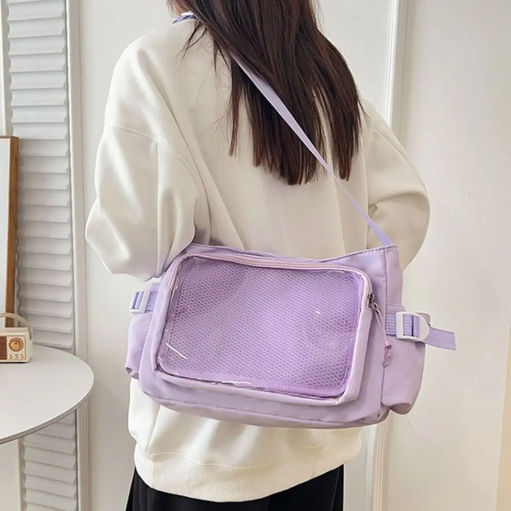 Doce saco com zíper cor sólida itabag náilon ídolo mercadorias armazenamento sacos transparentes carteira de algodão boneca saco de ombro menina