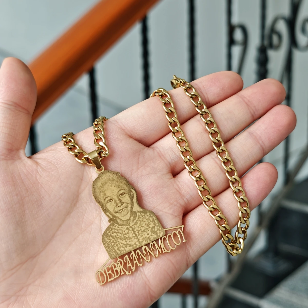 Custom Stainless Steel Jewelry Custom Photo Necklace Hip-hop Photo Pendant  Cuban Chain Necklace Commemorative Day  Jewelry