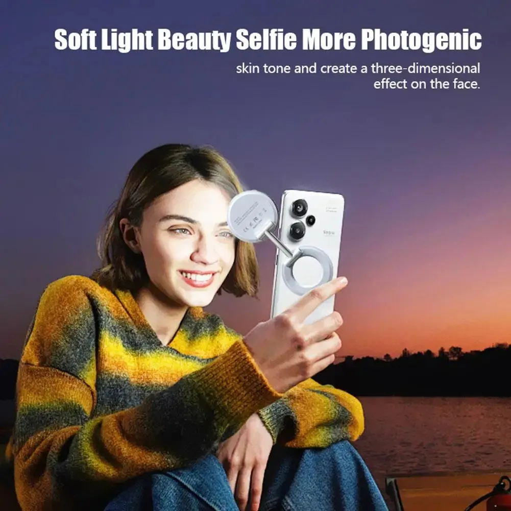2in1 Foldable Magnetic Phone Holder Rechargeable Fill Light Travel Makeup Smartphone Portable Desktop Selfies Video Selfie Light
