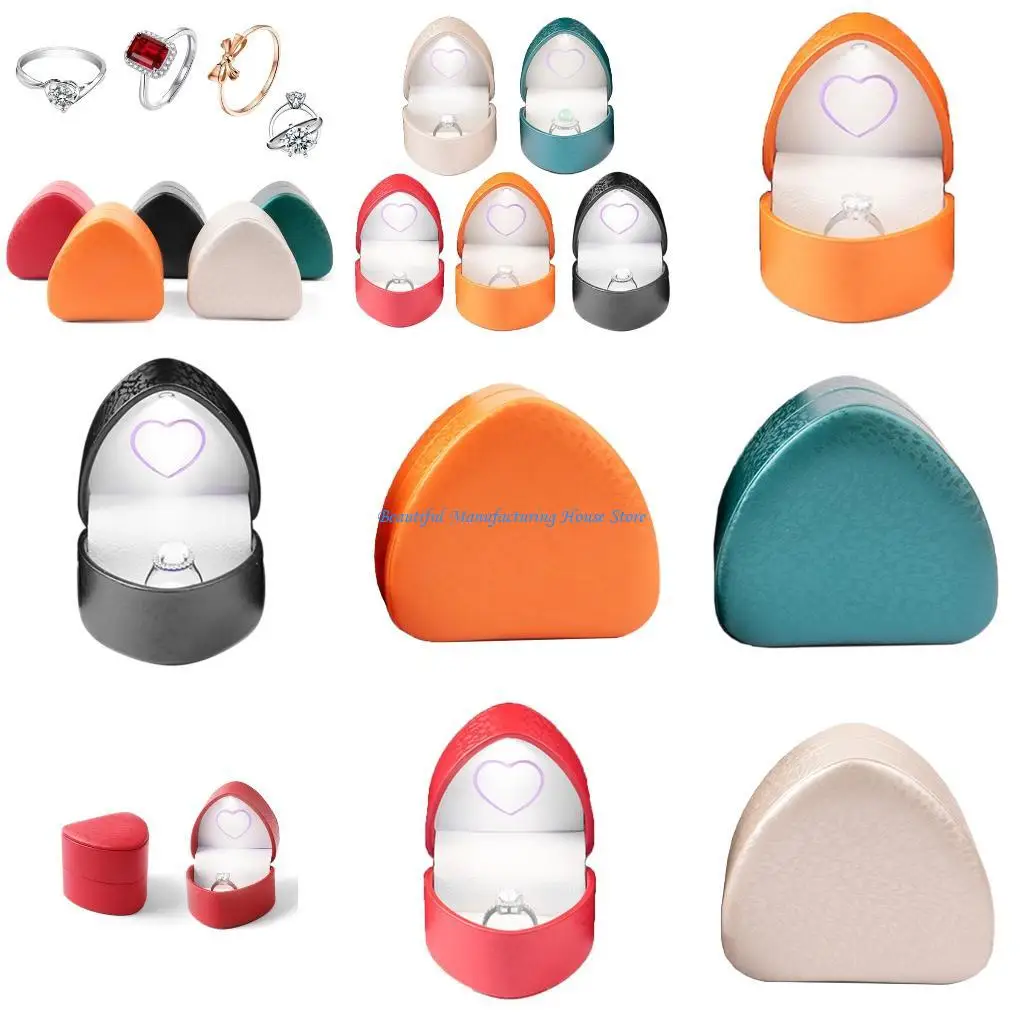 

E56A Unique Heart Shaped LED Light Storage Box Stylish Adornment Jewelry Display Holder for Elegant Accessory Presentation