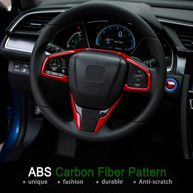 Interior Steering Wheel Cover Trim Sticker for Honda Civic 10th Gen Sedan Hatchabck Coupe Type R 2016-2021