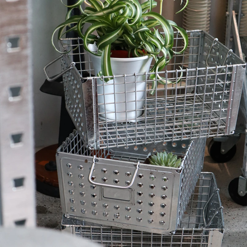 Metal vintage storage basket, wire storage , toolbox, outdoor portable organizing box