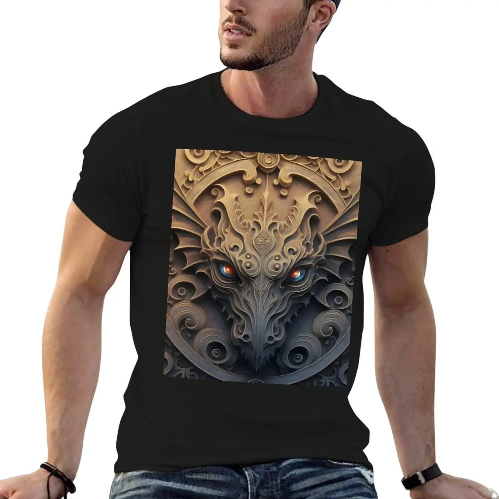 Medieval Stone Gargoyle Dragon Carving Graphic T-Shirt custom t-shirts anime t shirts plain t shirts men