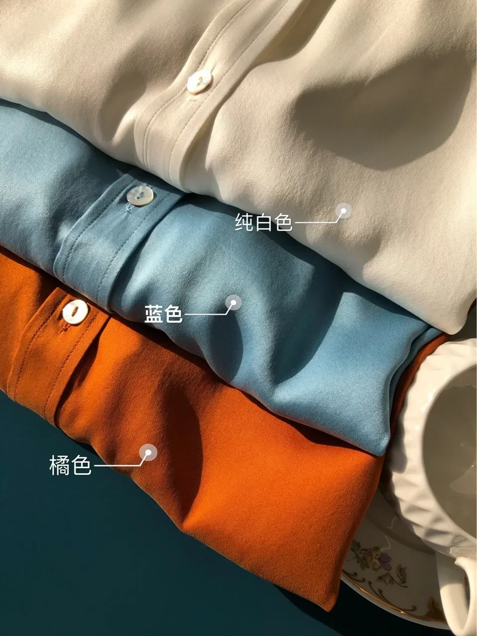 Women's V-Neck Sandwashed Silk Shirt, Loose and Lazy Style, Lantern Sleeves,23mm Real Mulberry Silk