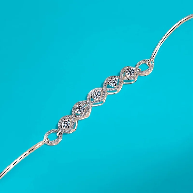 PULSERA con dije de moissanita extraña de plata S925 de 0,3 quilates, moda para mujer, caja de regalo elegante versátil con incrustaciones TRIPLE PREMIUM GRA CERTIFIED
