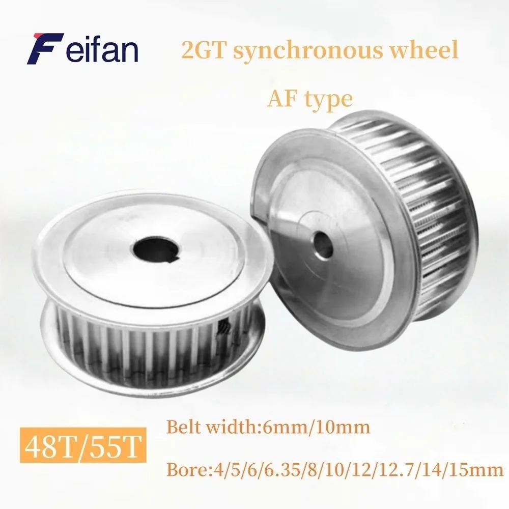 

2GT AF type Timing Belt 3D Printing GT2/2GT 48/55T Timing Belt Pulley Aperture 4/5/6/6.35/8/10/12/12.7/14/15mm Belt Width 6/10mm
