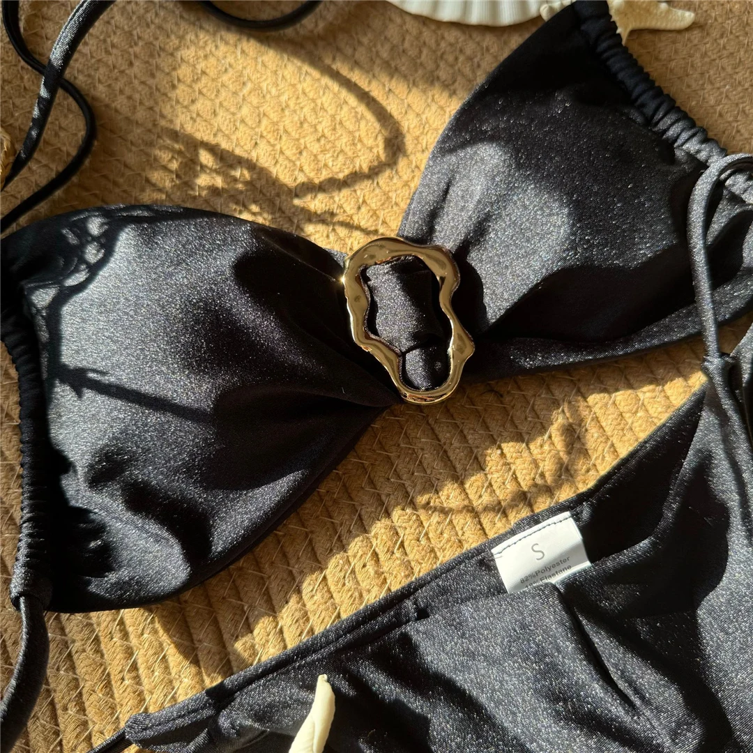 5 Farben, Metallring, Neckholder, hoch geschnittener Bikini, Damen-Badeanzug, zweiteiliges Bikini-Set, Damen-Badebekleidung, Badeanzug, Schwimmanzug V6340G – Detail 35