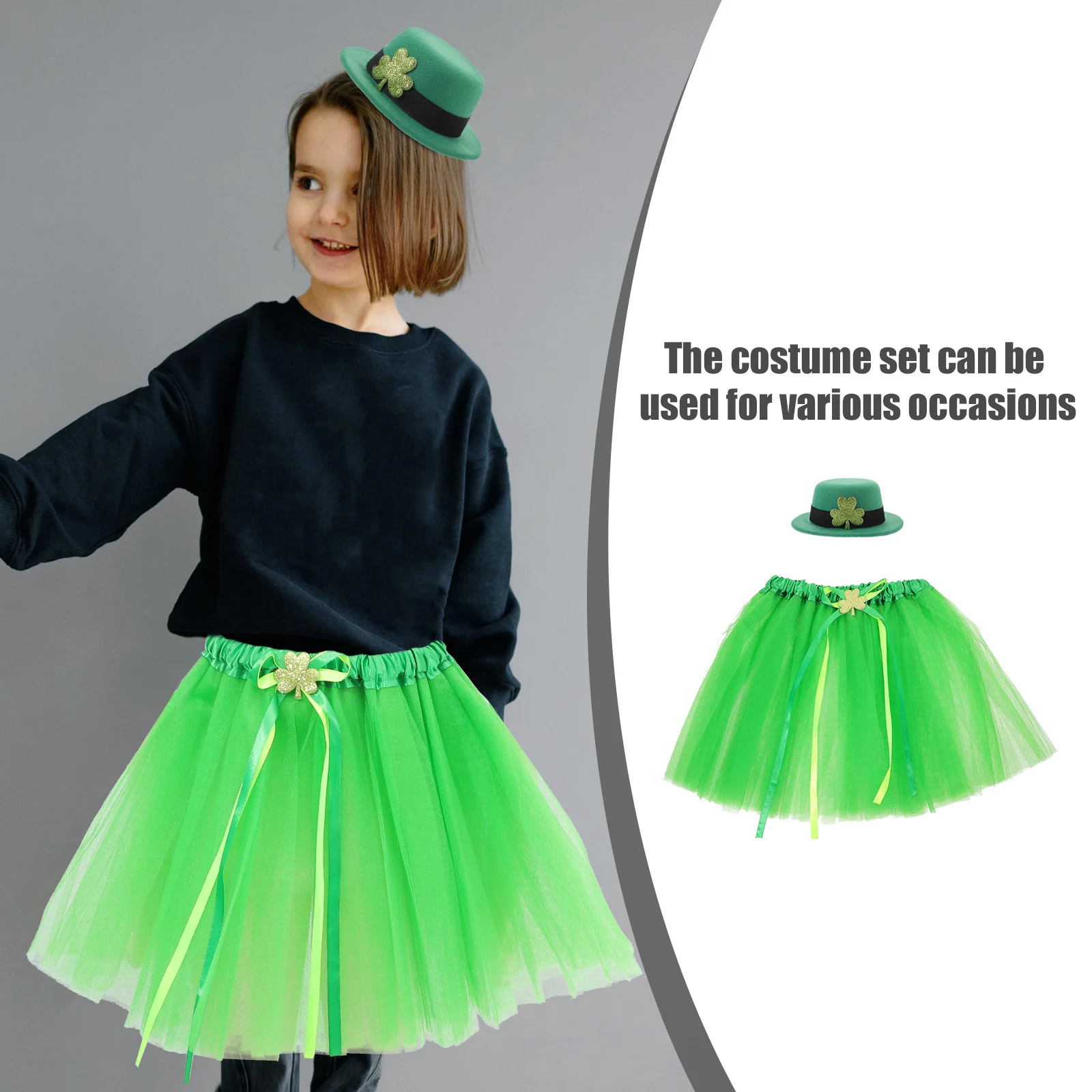 1 ensemble St Patricks Costume Tutu jupe haut-de-forme enfants robe de soirée accessoires de Cosplay scène Performance St Patricks Day Costume