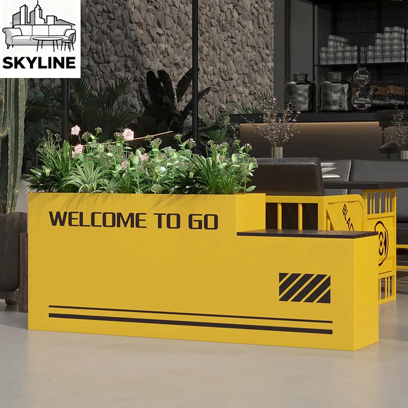 Outdoor Partition Iron Flower Bed Rack, Multi-piece Rectangular Planter Combo for Commercial Street Landscape Layout