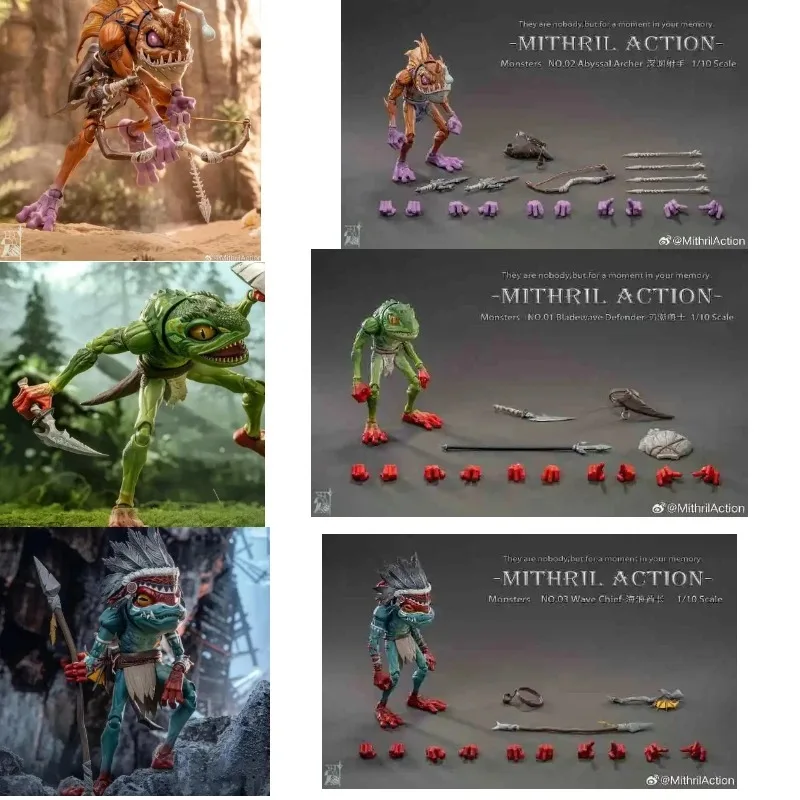 

In Stock Mithril Studio 1/10 Murloc Monsters 01 02 03 Fish People WOW Fishman Tribe Warrior Chief Archer Soldier Action Figures