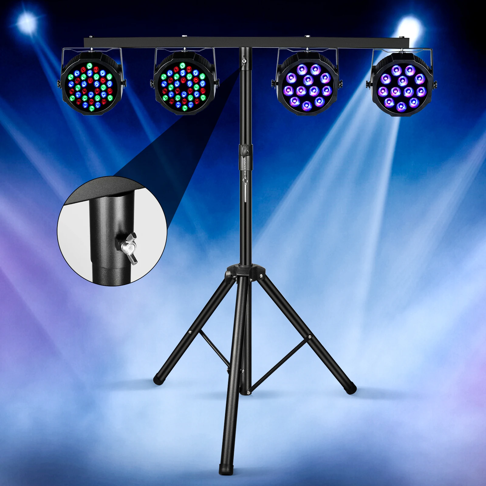 180cm Tripod DJ Light Stand Stage Lights Stand Adjustable 39-75 Inch DJ Lighting Tripod Mount for Wedding Concert Party