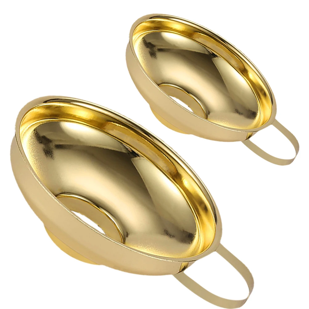 

2 Pcs Stainless Steel Oil Leakage Strainer Funnel Large Metal for Mini Wide Mouth Golden Small Kitchen