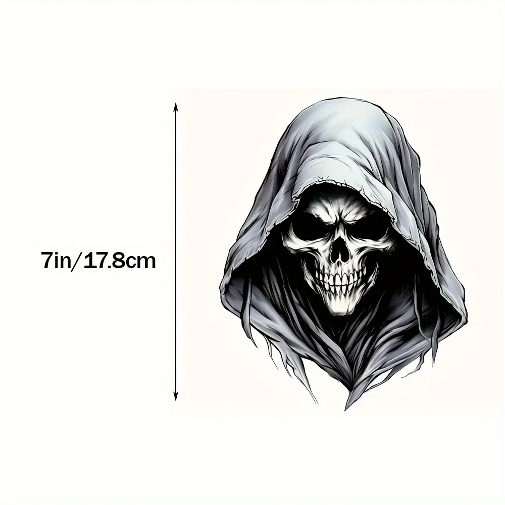 1Pc 2D Flat Grim Reaper Skull Vinyl Sticker Self Adhesive For Car Motorcycle Laptop Wall Window Gothic Decor