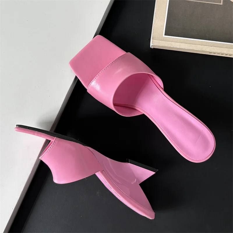 Eilyken 2025 New Design Concise Wedges High Heels Women Slippers Square Toe Party Dress Slides Summer Shoes