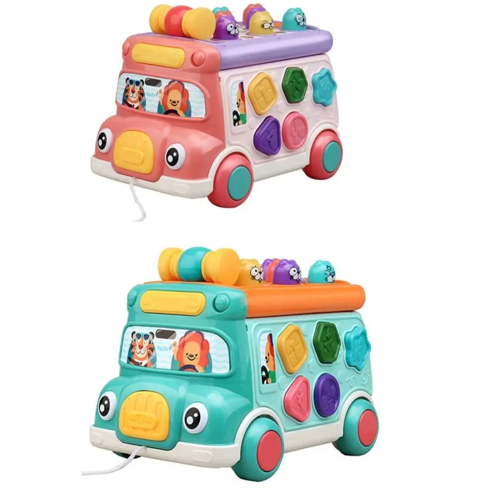Plastic Muziek Activiteit Bus Baby Interactief Spel Geluid Bus Muziek Educatief Licht Vorm Sorter Whack-a-Mole Desktop Decor