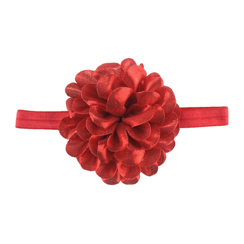 

200 Pcs Wholesale Foreign Trade 10cm Glossy Cloth Flower Kids Headband Girls Headband Direct Sales 6 Colors