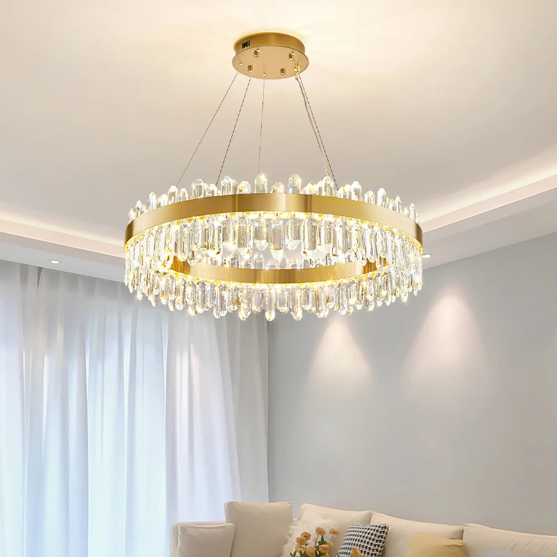 

Living Room Light Luxury Postmodern high-end Net Red Crystal Hall Chandelier Simple Cream Style Restaurant Lighting