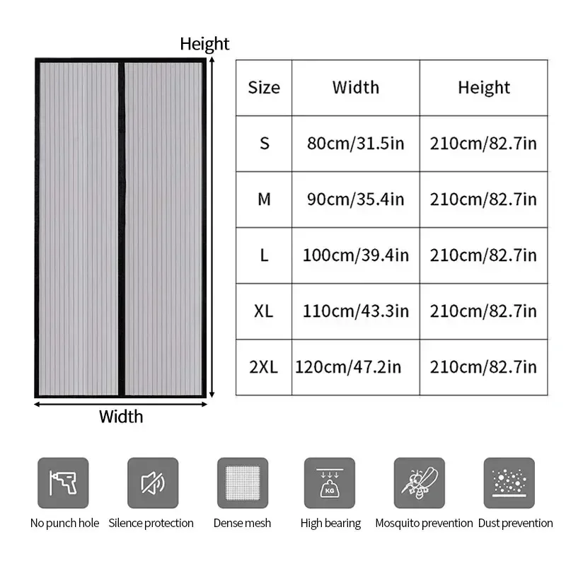 Magnetic Door Curtain Automatic Closing Net Anti Fly Mosquito Net Strengthen Edges Easy Installation Summer Home Textile