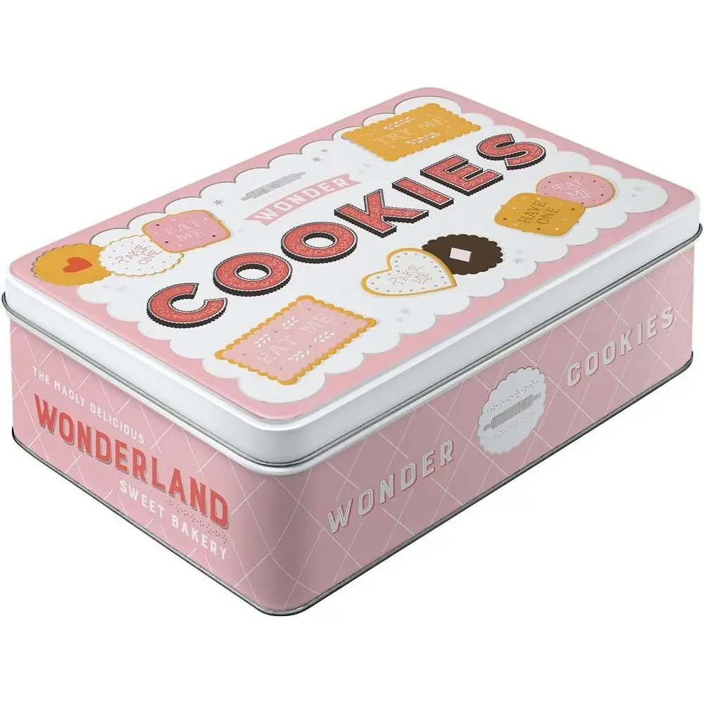 

Ретро-жестяная коробка для хранения, 84,5 унций, для печенья Wonder Cookies – отличная идея для кухни, металлическая банка с крышкой, декоративный винтажный дизайн.