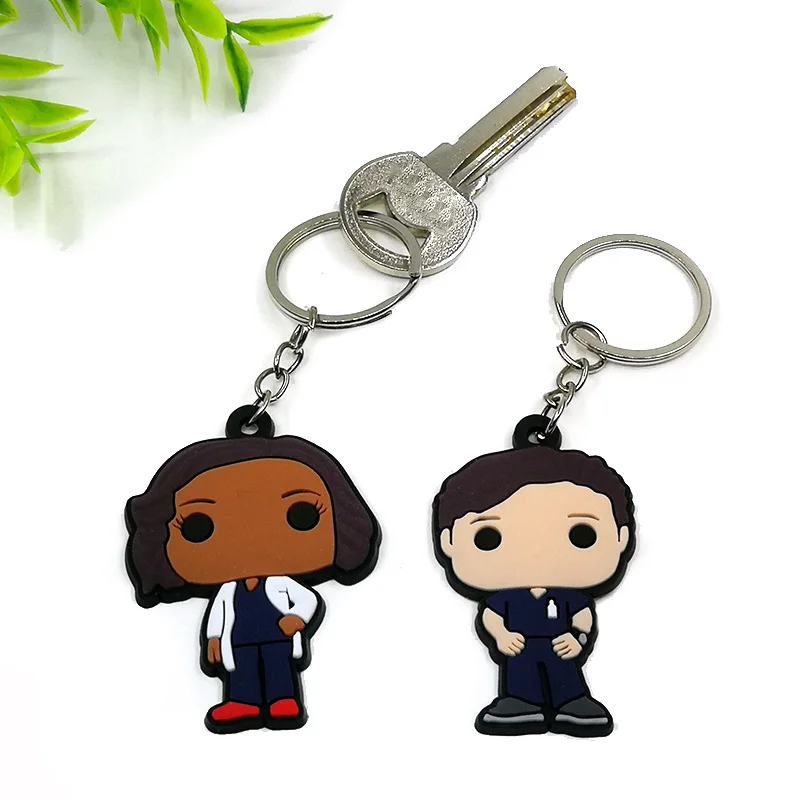 1PCS PVC Rubber Key Ring Classic Anime Figure Mold Doctor Shape Petty Mini Key Holder Accessories Charms Fit Kid Gift Trinkets