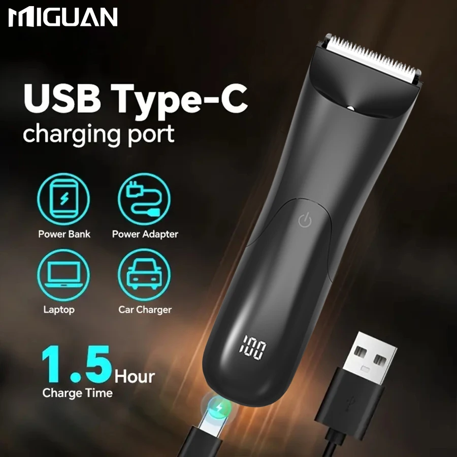 Trimmer per il corpo da uomo, rasoio elettrico, tagliacapelli elettrico inguinale e, tagliacapelli per l'igiene maschile con lama in ceramica