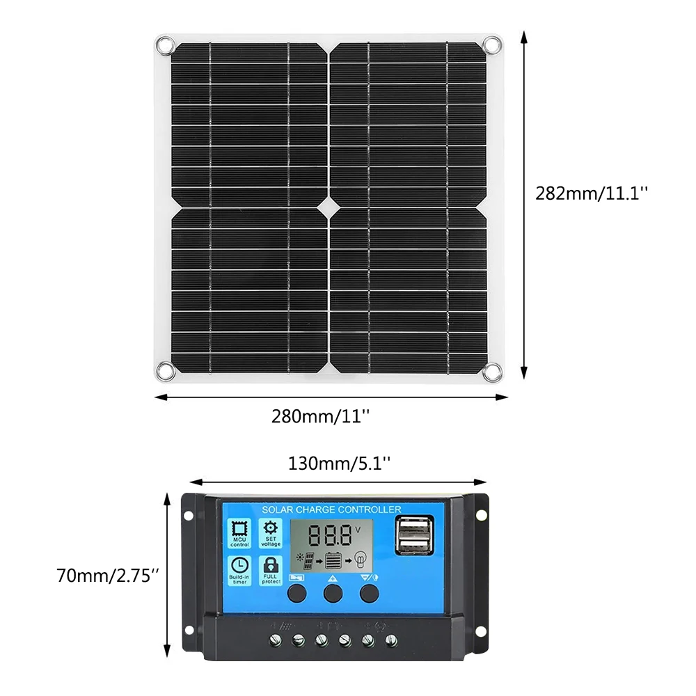 PWM LCD Solar Panel USB Single Crystal Flexible Solar Cell Charger 5V 2.5A Solar Charge Controller For Car RV Outdoor Camping