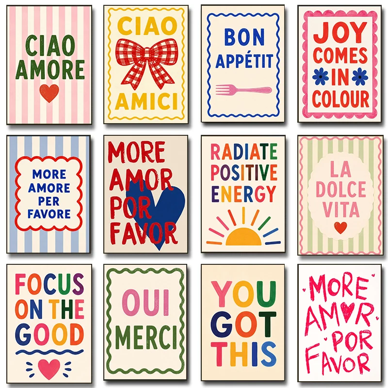 Pink Retro Positive Quote More Amore Per Favore Posters You Got This Prints Canvas Painting Wall Art Pictures Home Room Decor