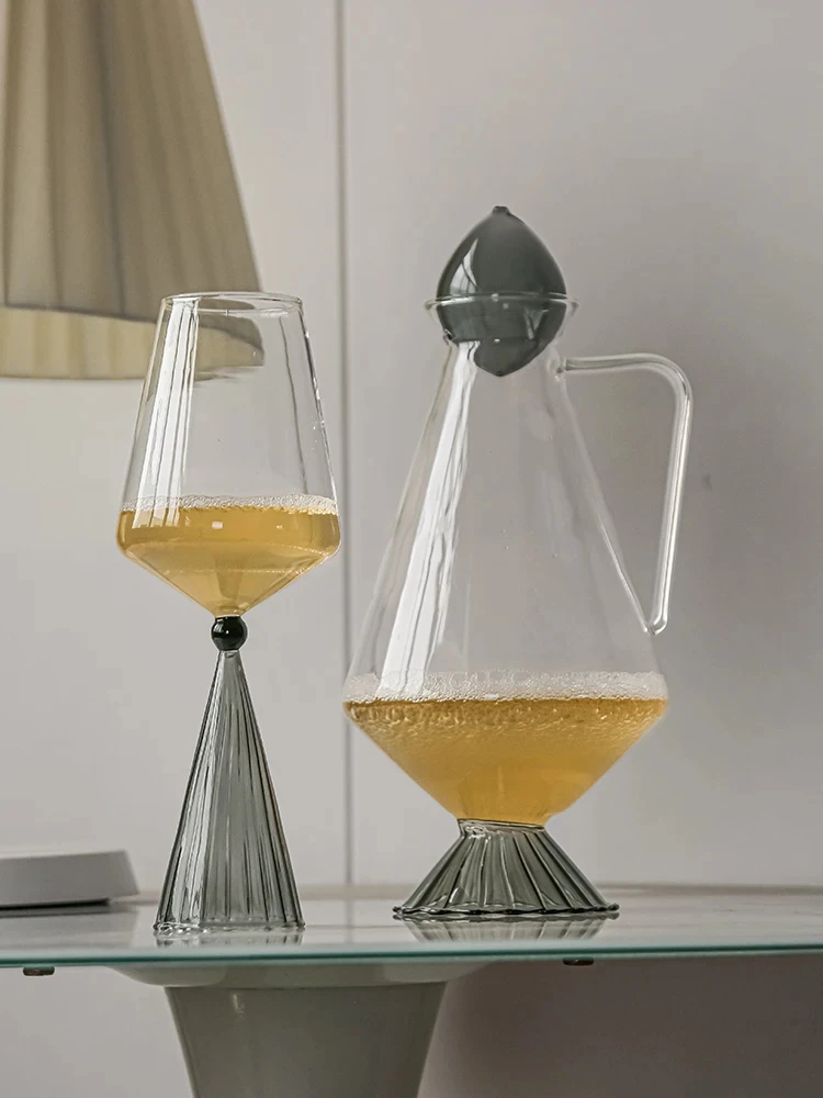 Gray Wine Goblet Decanter Burgundy Red Wine Glass Bordeaux Glass Cup Set Home Light Luxury High-End Wedding Gifts Party Barware