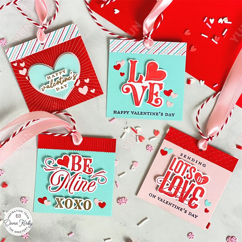 Scrapbooking Valentinstag Stirbt Luftpost Grenze Schablone Scripted Sentiments Vintage Typ Stempel Cut Combo Sterben DIY Karte Geschenk Stirbt