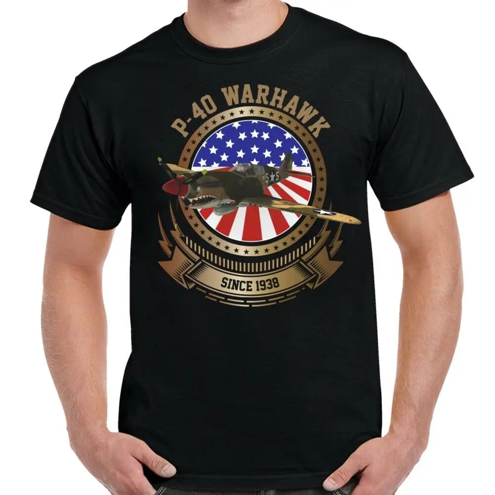 P-40 Warhawk Fighter and Ground-attack Aircraft T Shirt. New 100% Cotton Short Sleeve O-Neck Casual T-shirt Loose Top Size S-3XL