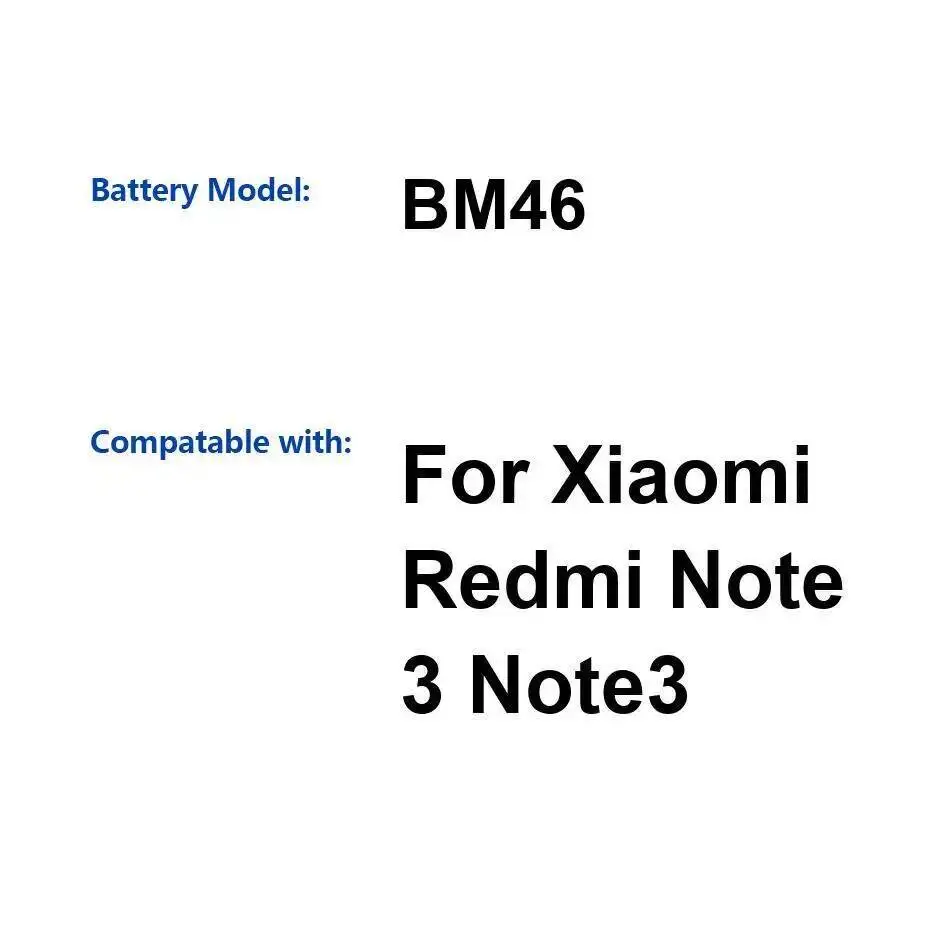 

For Xiaomi Redmi Note 3 Note3 BM46 4000Mah Durable Mobile Phone Battery Safe