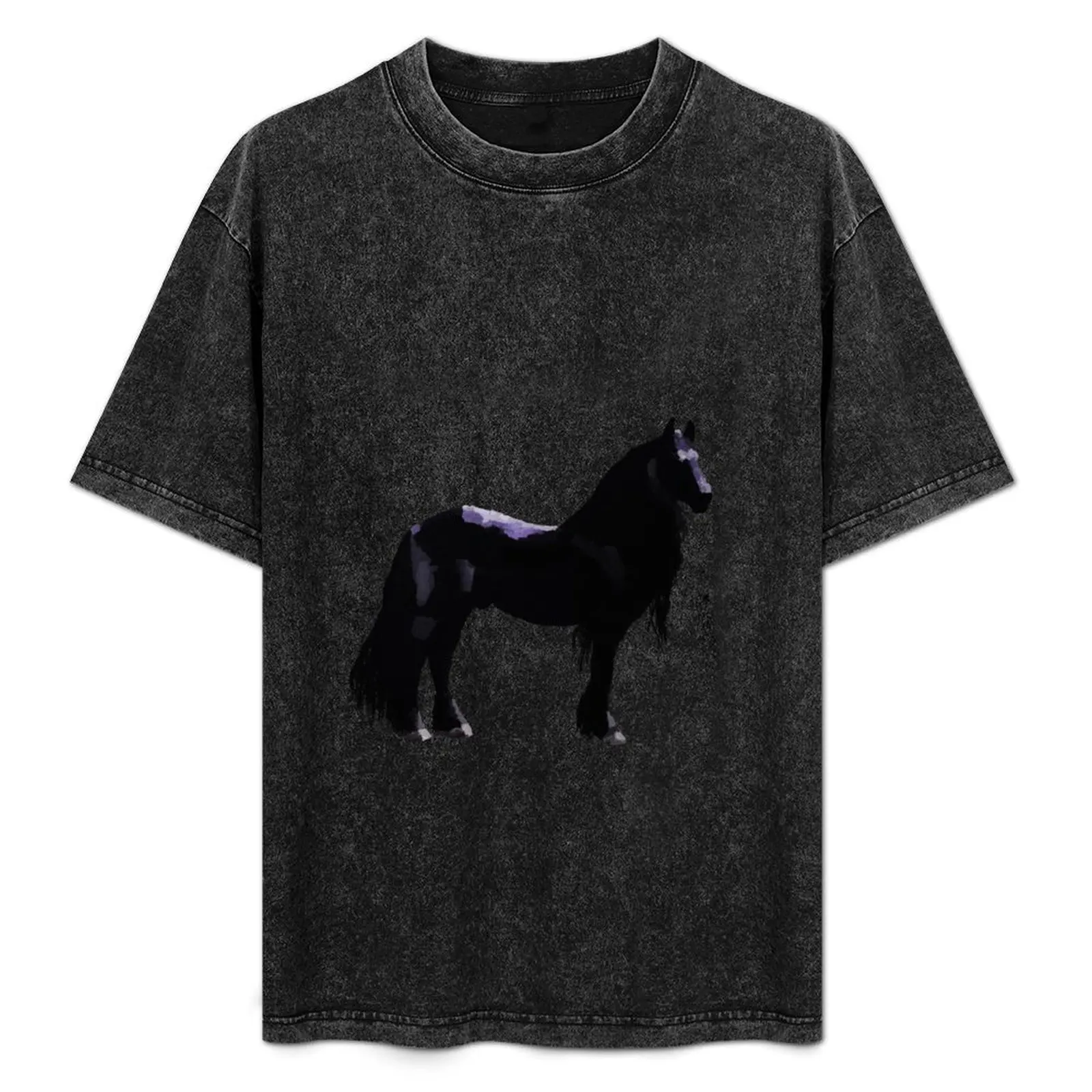

Friesian horse, almost a silhouette T-Shirt blanks luxury t-shirt shirts graphic boys animal print Men's cotton t-shirt