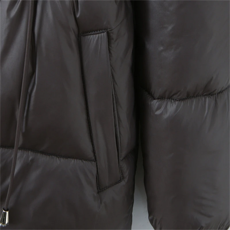 Осень/зима 202, новый модный элегантный расширенный темно-серый европейский и американский средней длины на молнии с капюшоном, теплый хлопок