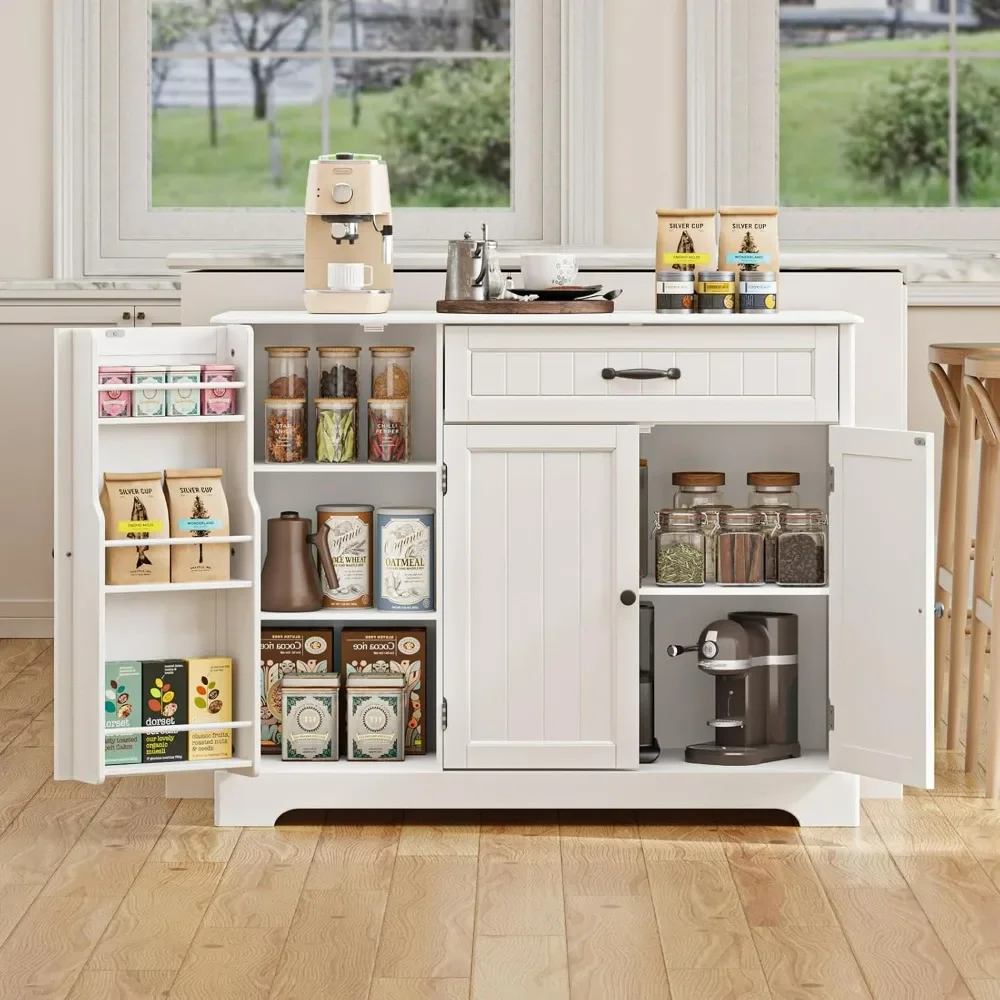 Coffee Bar Cabinet with Storage Kitchen Pantry Storage Cabinet with Door Shelves Sideboard Buffet Cabinet with Drawer