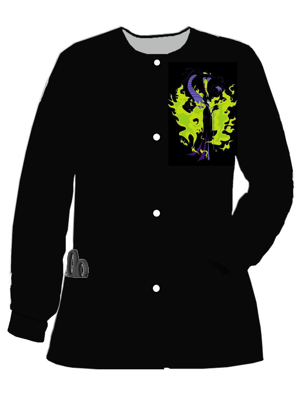 New Disney Women's Workwear Printed Long Sleeve Round Neck Frosted Jacket Dental Beauty Salon Top Medical Work Uniform