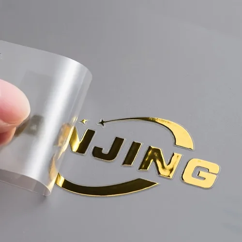 100 Uds. Pegatina de transferencia personalizada 3D, pegatina de transferencia dorada y plateada brillante, logotipo de la empresa de marca, pegatinas de transferencia personalizadas para boda