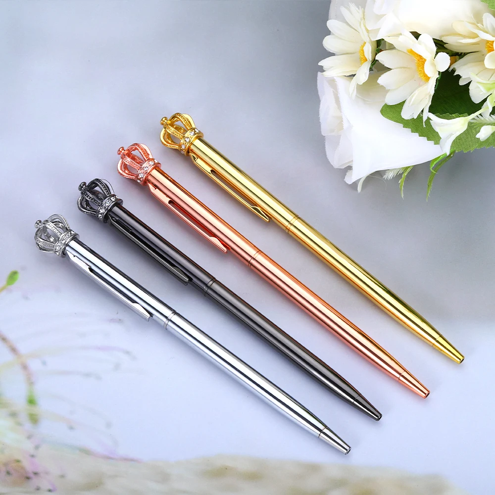 Penrfaiy New Business Ballpoint Dreamy Crown Metal Ballpoint Pen Gift Office Stationery Exquisite Gift Writing Tools 100pcs