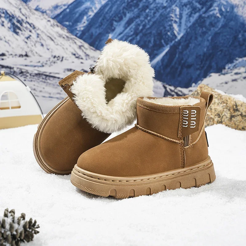 2026 مصمم الشتاء الأطفال نِعال من الفراء تسمان فتاة صبي طفل الثلوج حذاء بوت بطول الكاحل طفل كلاسيكي أطفال ماركة فاخرة صغيرة حذاء دافئ #1