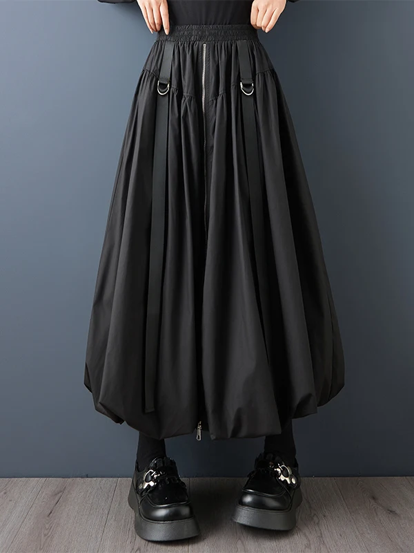 

Slimming High Waist Zipper Splice Casual Faion Spring Autumn Ciwalk High Waist Bouffant Skirt Ladies Casual Sle