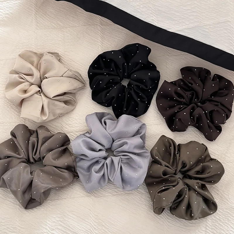 

Korean new large hair band for women girl rhinestone rubber tie scrunchies elastic leading fashion popular vintage adults kpop