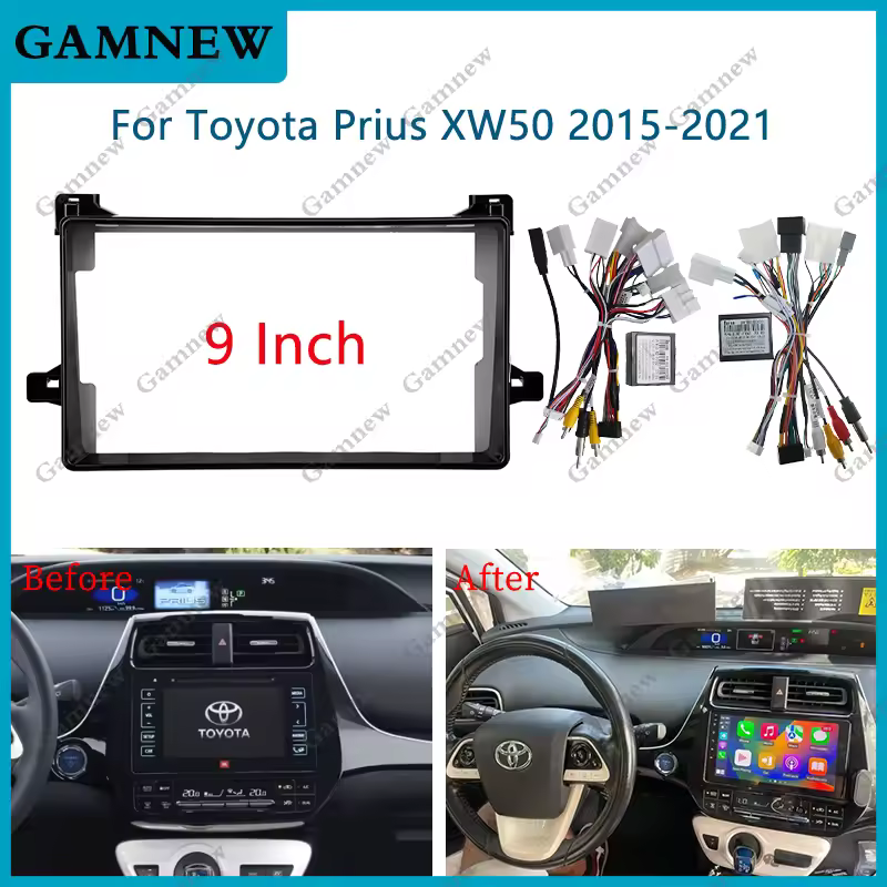 מסגרת פאשיה Canbus Box Panel Frame Double Din בגודל 9 אינץ 'לרדיו סטריאו לרכב עבור טויוטה פריוס XW50 2016-2022 ערכת נגן אנדרואיד