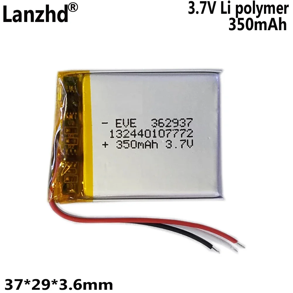 3.7V 350mAh lithium battery 362937 353035 353040 For dashcam electronic watch battery DVD CD MP4 PDA 3.6*29*37mm