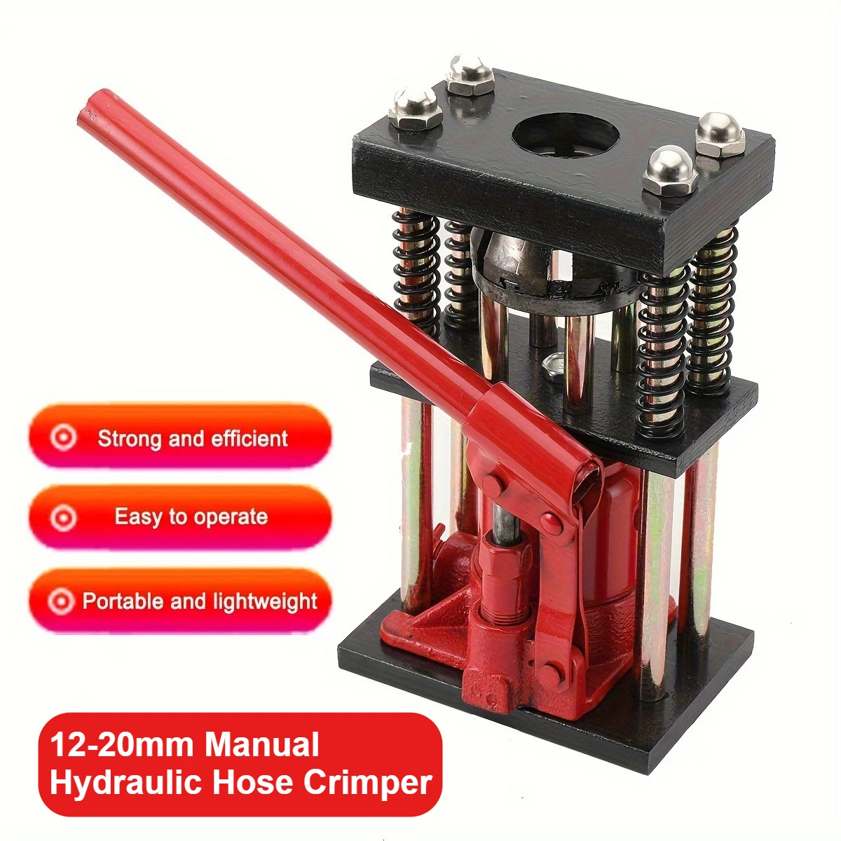 12-20mm Manual Hydraulic Hose Crimper Benchtop Hydraulic Bottle Jack Hose Crimper Tool 6 Teeth Hose Pressing Tool for Rubber