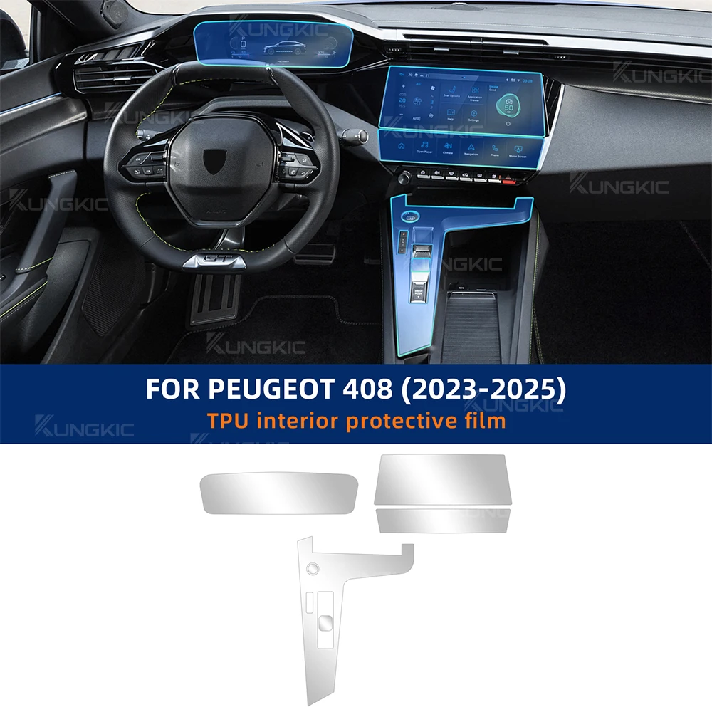 

For Peugeot 408 2023 2024 2025 Car GPS Navigation Screen Protective Tempered Film Gear Shift Panel TPU Sticker Interior Film