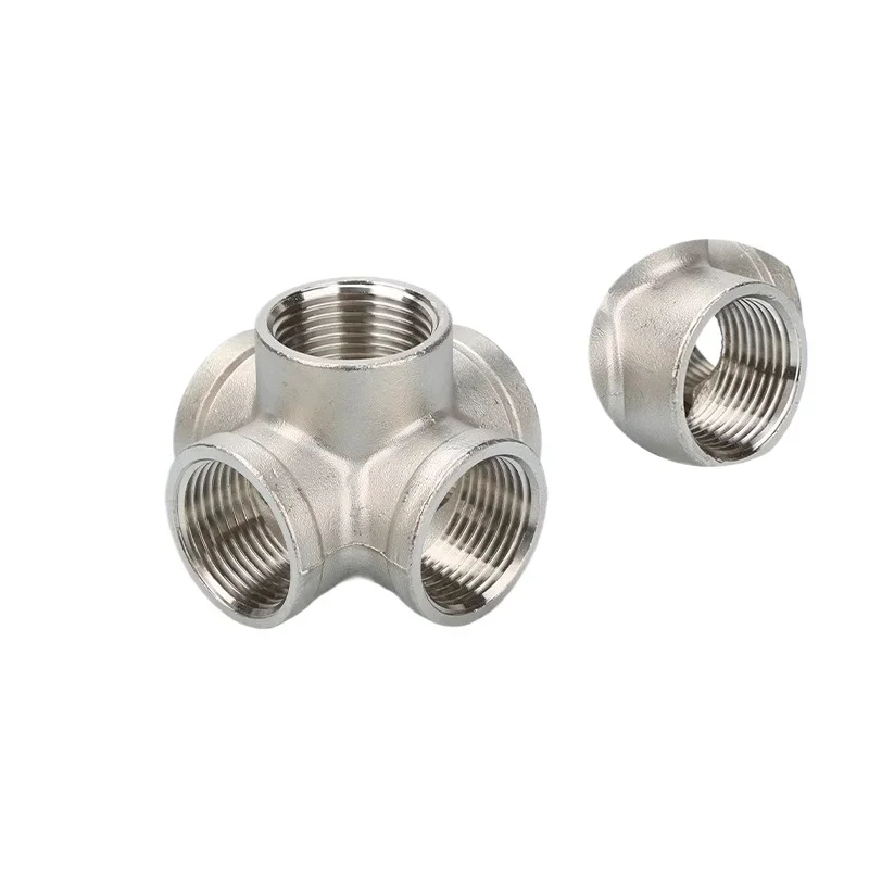 1Pcs 304 Stainless Steel Female Threaded Five-Way DN15 Internal Thread 5-Way Pipe Fitting 1/2