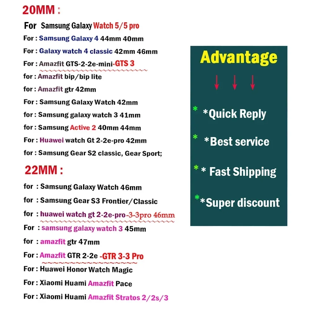 حزام سيليكون لساعة سامسونج جالاكسي 7/6/5/4/3 4/6 سوار مغناطيسي كلاسيكي Amazfit GTR/GTS لساعة هواوي 5/4-GT4/2/3 Pro