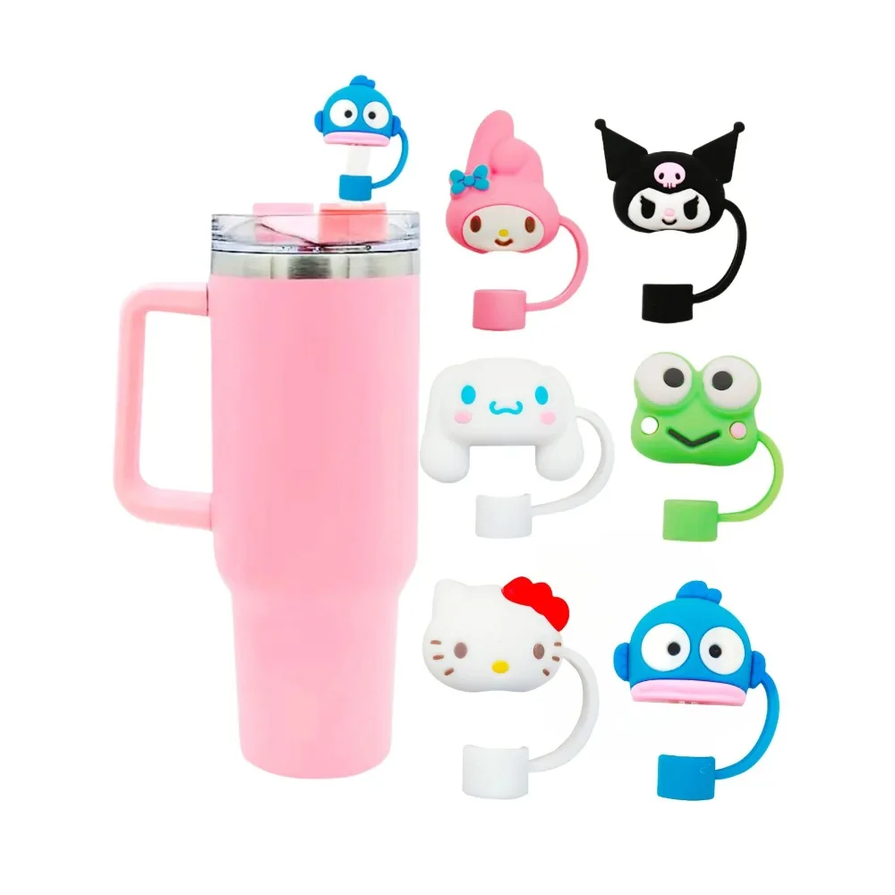 

Многоразовые накладки на соломинки Sanrio Hello Cute Kitty & Kuromi из ПВХ - Диспенсеры для питьевых соломинок с мультяшными персонажами и насадками