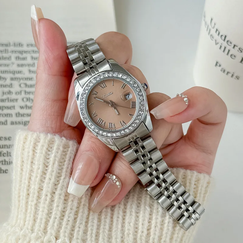 

Elegant New Women'S Watch, Women'S Watch With Steel Band, Sophisticated Style, Calendar Watch, Women'S Gift, Watch Accessory.